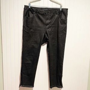 Universal Standard Black Metallic Seine Ankle Zip Skinny Jeans High Rise Size 18